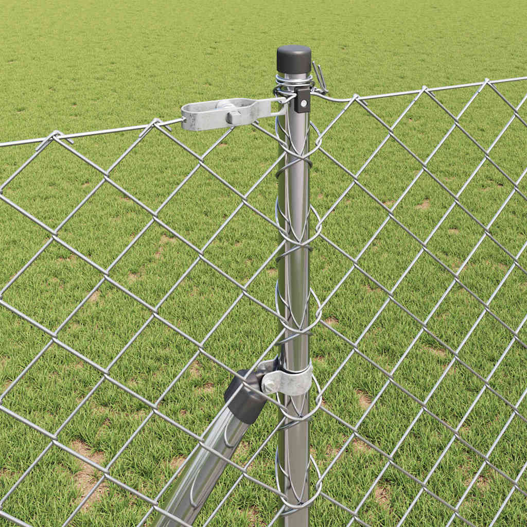 Kettengliedzaun mit Pfosten Silber 1,2 x 10 m Stahl