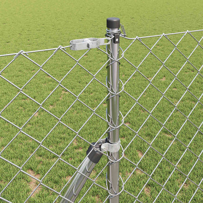 Kettengliedzaun mit Pfosten Silber 1,2 x 10 m Stahl