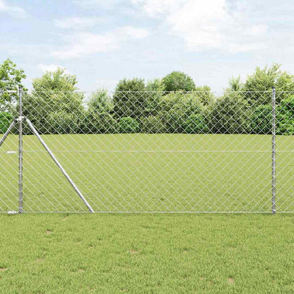 Kettengliedzaun mit Pfosten Silber 1.2 x 10 m Stahl
