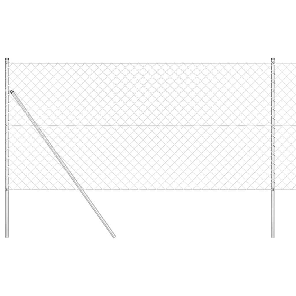 Kettengliedzaun mit Pfosten Silber 1.2 x 10 m Stahl