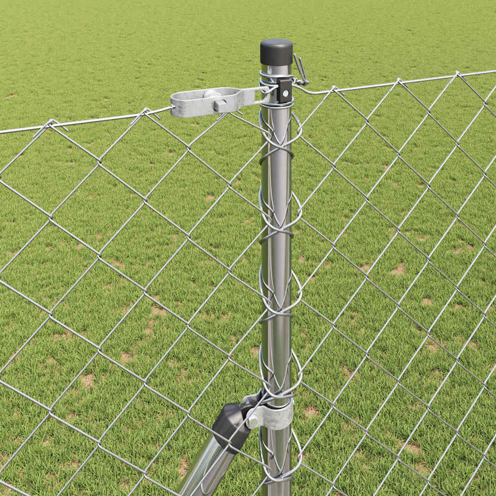 Kettengliedzaun mit Pfosten Silber 1,6 x 10 m Stahl