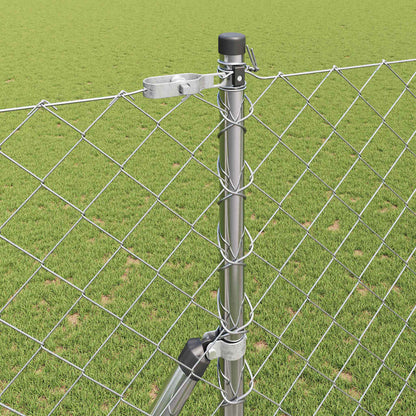 Kettengliedzaun mit Pfosten Silber 1,6 x 10 m Stahl