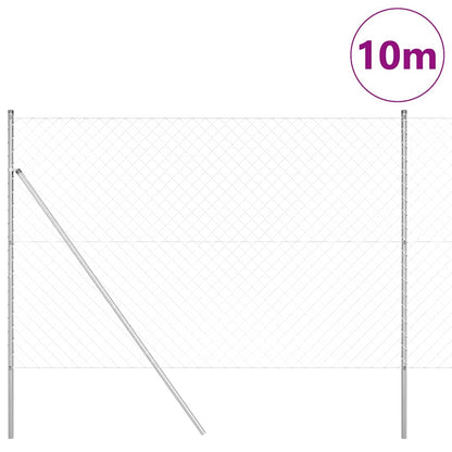 Kettengliedzaun mit Pfosten Silber 1.6 x 10 m Stahl