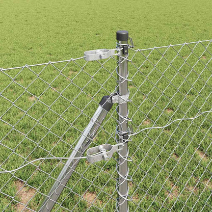 Kettengliedzaun mit Pfosten Silber 0,6 x 25 m Stahl