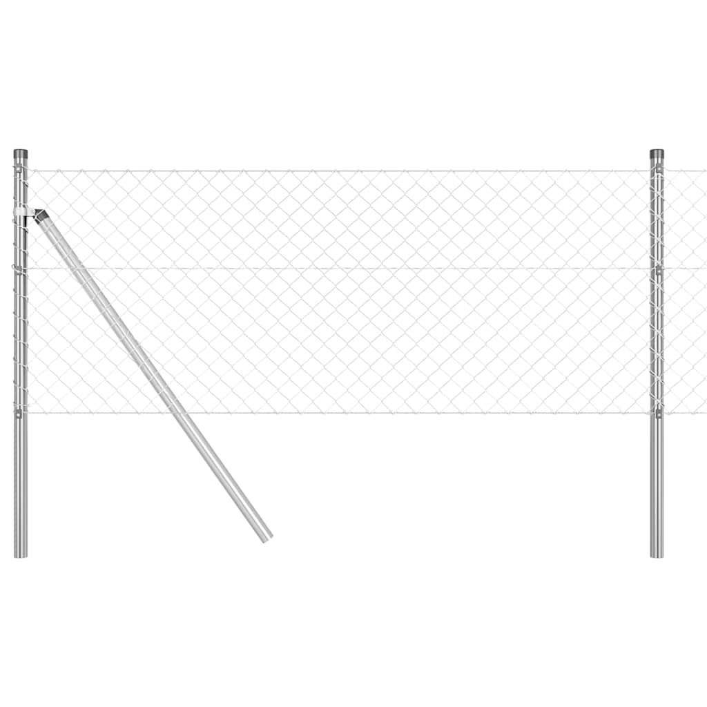 Kettengliedzaun mit Pfosten Silber 0,6 x 25 m Stahl