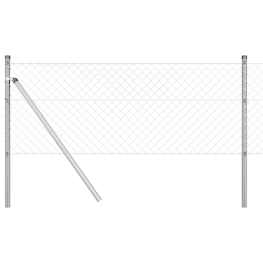 Kettengliedzaun mit Pfosten Silber 0,6 x 25 m Stahl