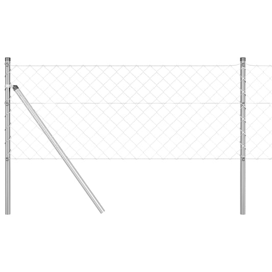 Kettengliedzaun mit Pfosten Silber 0,6 x 25 m Stahl