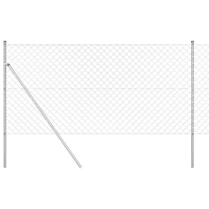 Kettengliedzaun mit Pfosten Silber 1 x 25 m Stahl