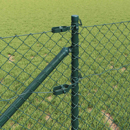 Kettengliedzaun mit Pfosten Grün 0,6 x 10 m Stahl