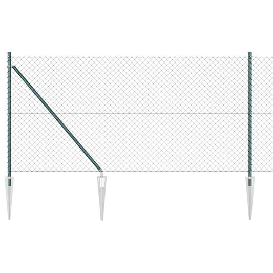 Kettengliedzaun mit Pfosten Grün 1 x 10 m Stahl