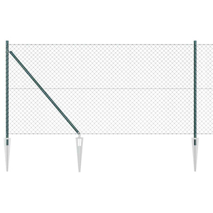 Kettengliedzaun mit Pfosten Grün 1 x 10 m Stahl