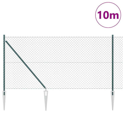 Kettengliedzaun mit Pfosten Grün 1 x 10 m Stahl