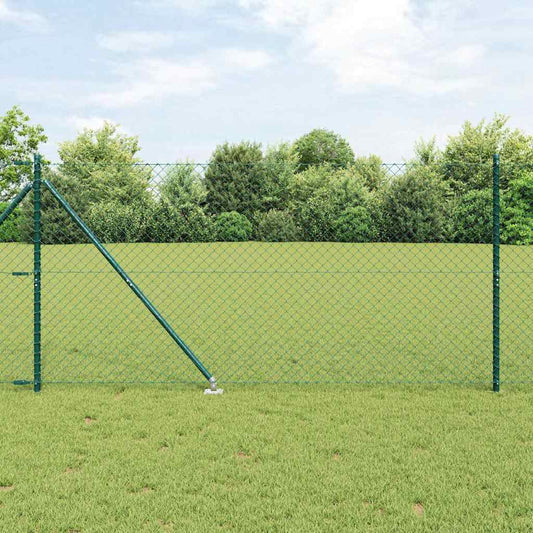 Kettengliedzaun mit Pfosten Grün 1.2 x 10 m Stahl