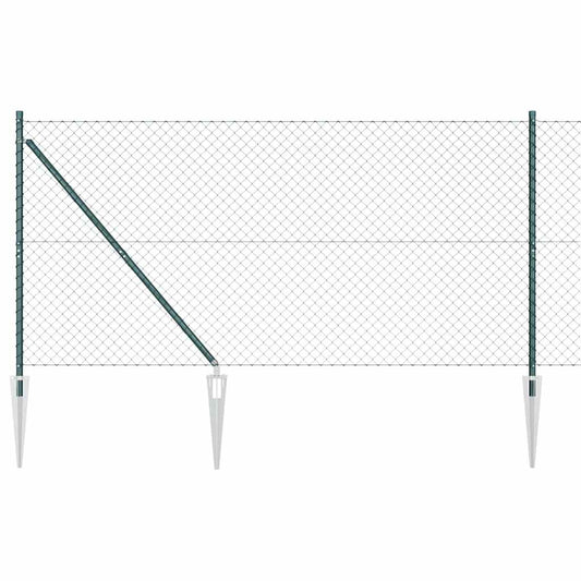 Kettengliedzaun mit Pfosten Grün 1.2 x 10 m Stahl