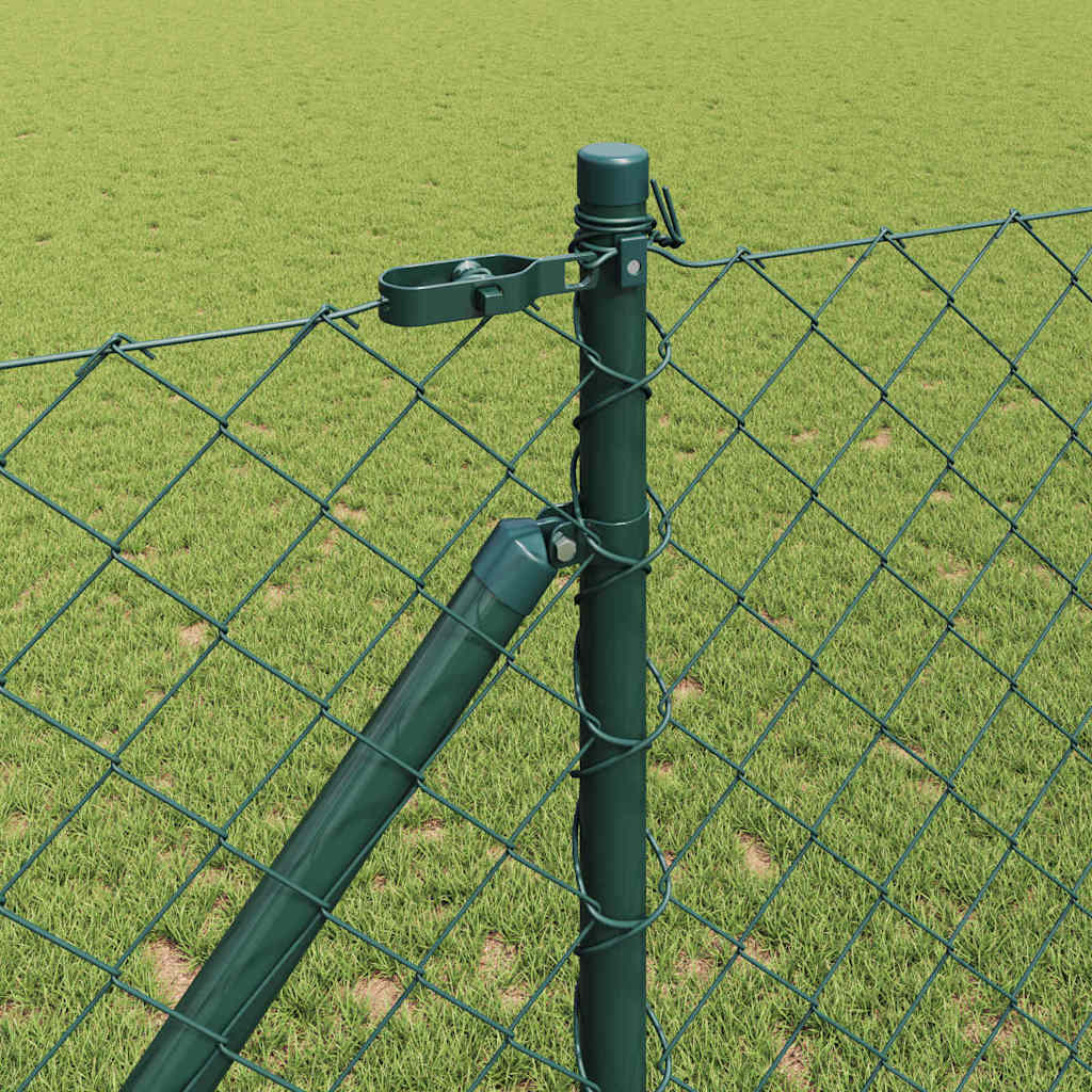 Kettengliedzaun mit Pfosten Grün 1,4 x 10 m Stahl