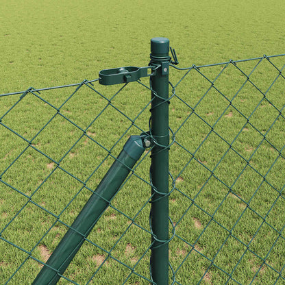 Kettengliedzaun mit Pfosten Grün 1,4 x 10 m Stahl