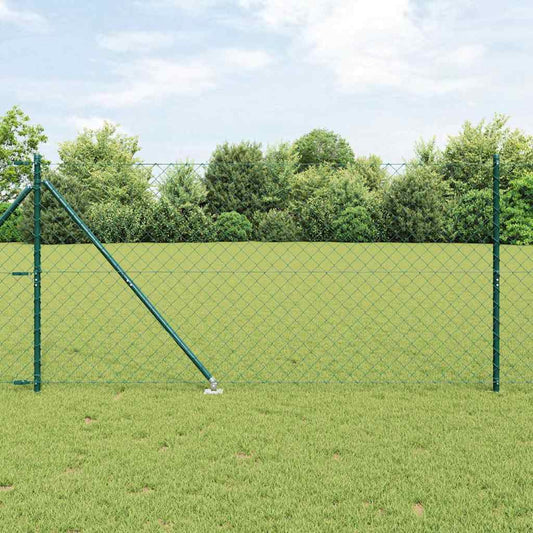 Kettengliedzaun mit Pfosten Grün 1.4 x 10 m Stahl