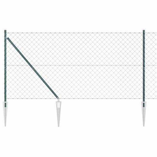 Kettengliedzaun mit Pfosten Grün 1.4 x 10 m Stahl