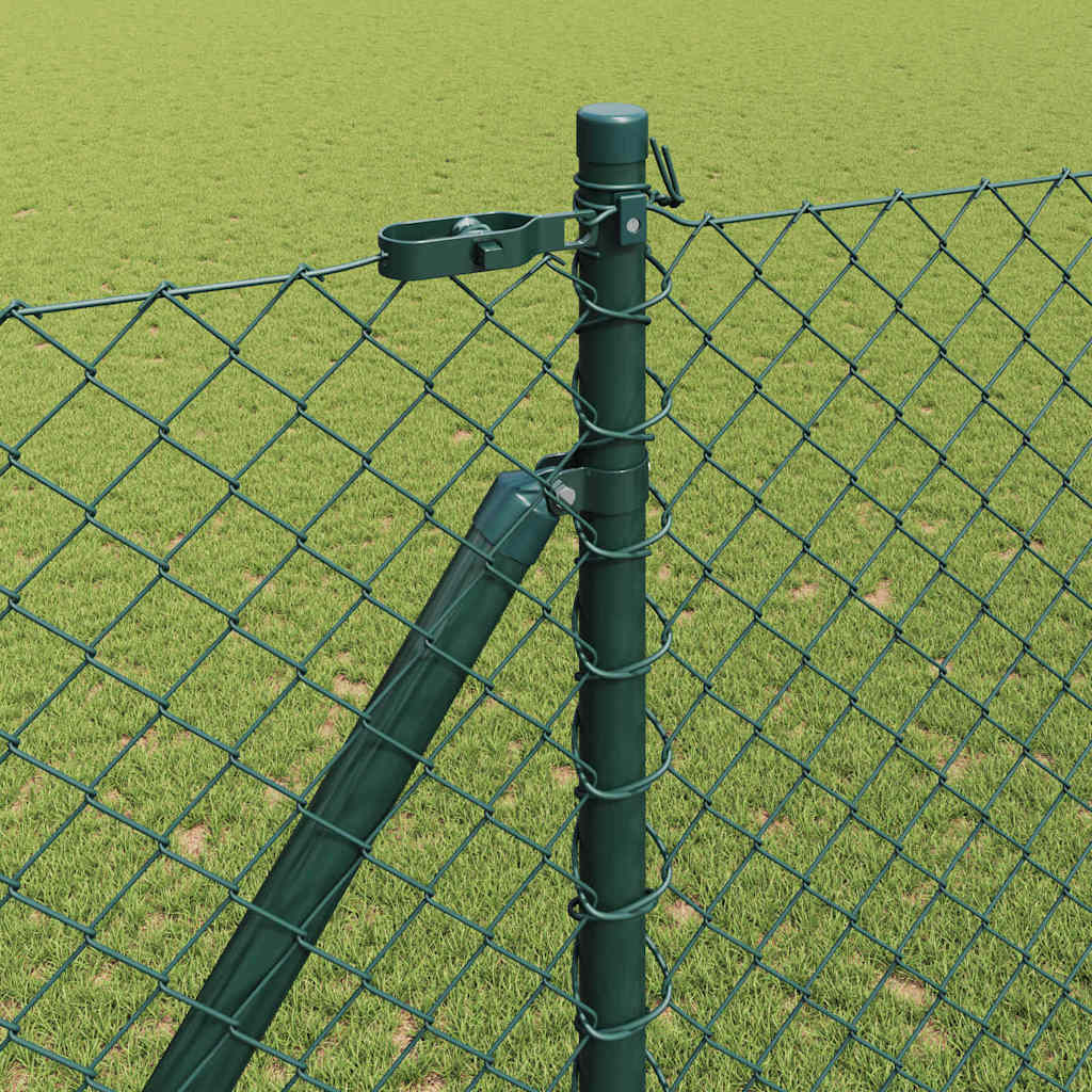 Kettengliedzaun mit Pfosten Grün 1,6 x 10 m Stahl