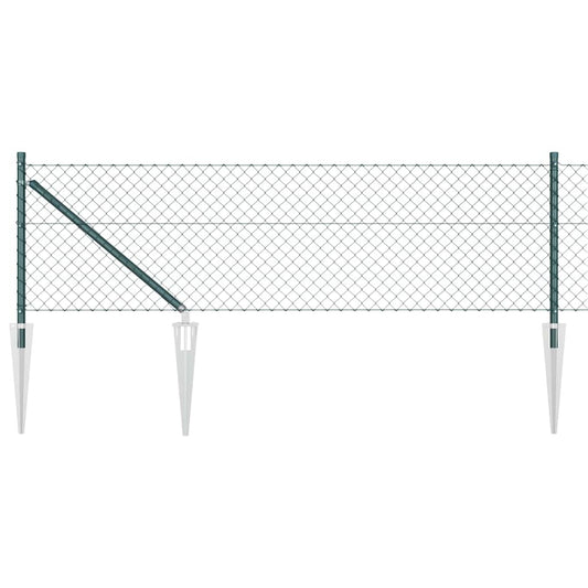 Kettengliedzaun mit Pfosten Grün 0,4 x 10 m Stahl