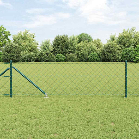 Kettengliedzaun mit Pfosten Grün 0.8 x 10 m Stahl