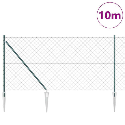 Kettengliedzaun mit Pfosten Grün 1 x 10 m Stahl