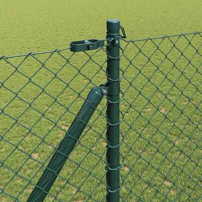 Kettengliedzaun mit Pfosten Grün 1,5 x 10 m Stahl