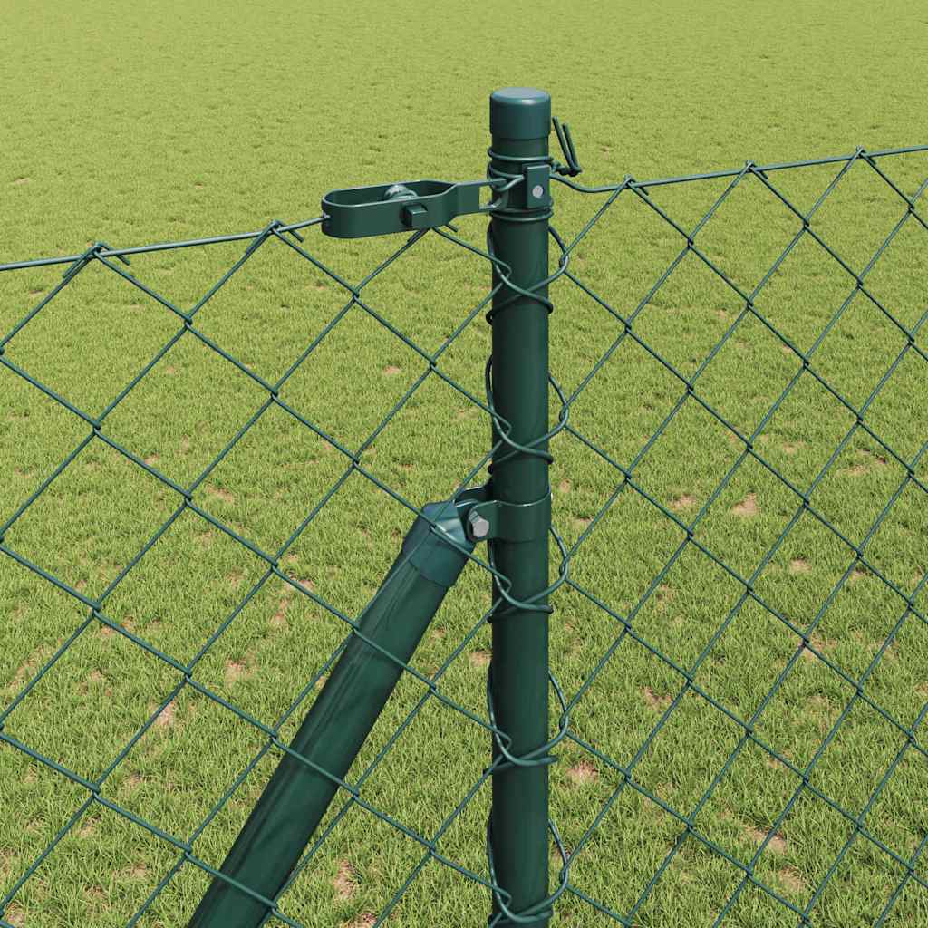 Kettengliedzaun mit Pfosten Grün 1,6 x 10 m Stahl