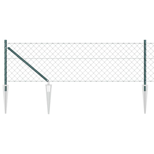 Kettengliedzaun mit Pfosten Grün 0,6 x 25 m Stahl
