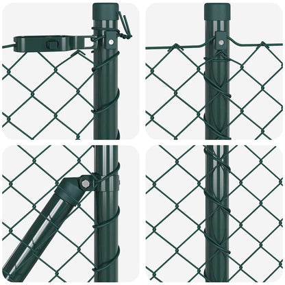 Kettengliedzaun mit Pfosten Grün 1 x 25 m Stahl