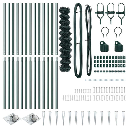 Kettengliedzaun mit Pfosten Grün 1 x 25 m Stahl