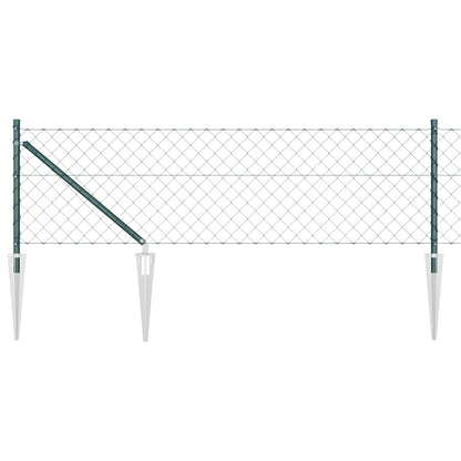 Kettengliedzaun mit Pfosten Grün 0,6 x 25 m Stahl
