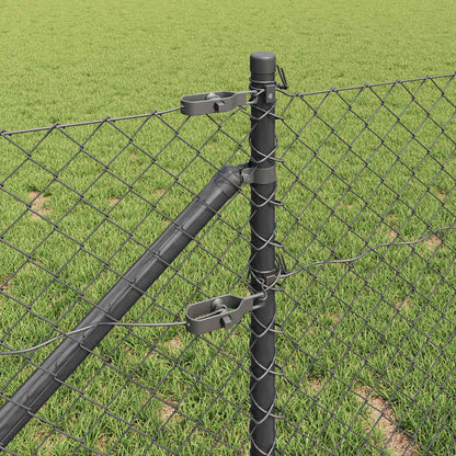 Kettengliedzaun mit Pfosten Grau 0,6 x 10 m Stahl