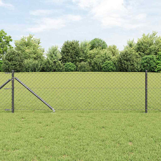 Kettengliedzaun mit Pfosten Grau 0,6 x 10 m Stahl