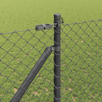 Kettengliedzaun mit Pfosten Grau 1,2 x 10 m Stahl