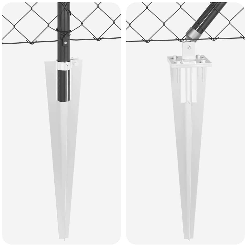 Kettengliedzaun mit Pfosten Grau 1 x 10 m Stahl