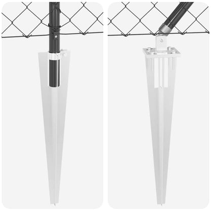 Kettengliedzaun mit Pfosten Grau 1 x 10 m Stahl
