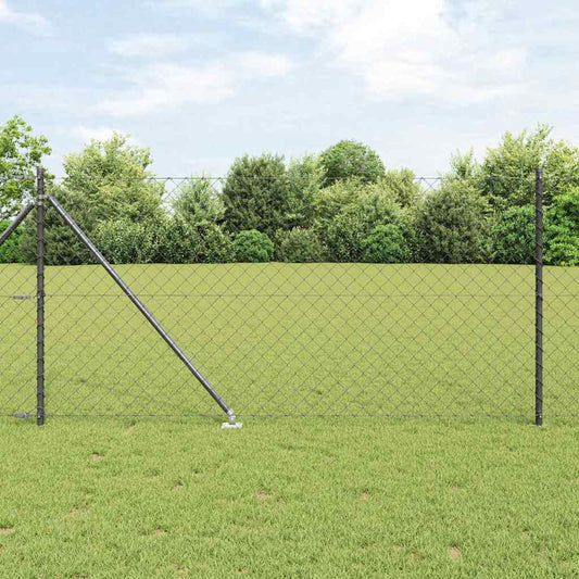 Kettengliedzaun mit Pfosten Grau 1 x 10 m Stahl