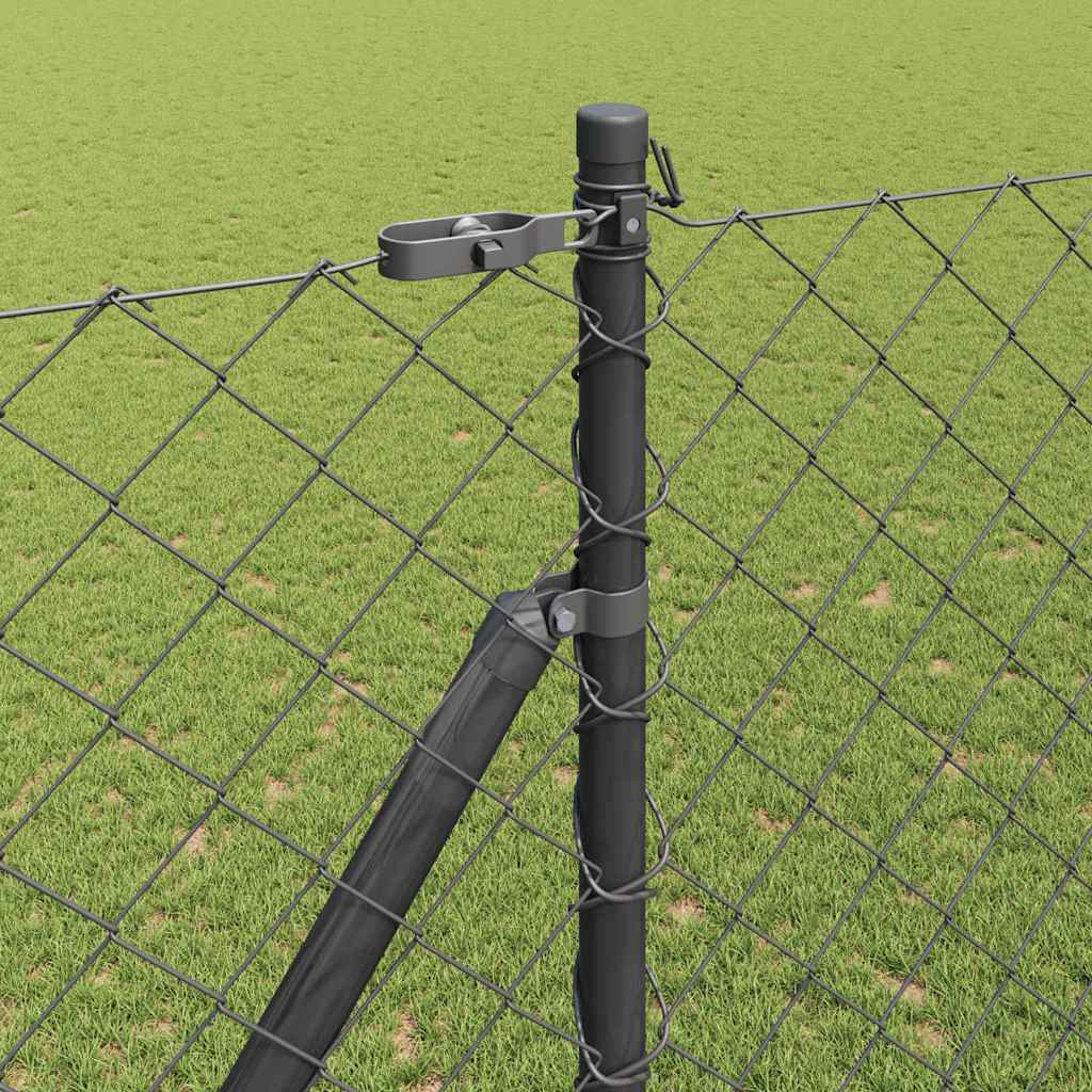 Kettengliedzaun mit Pfosten Grau 1,6 x 10 m Stahl
