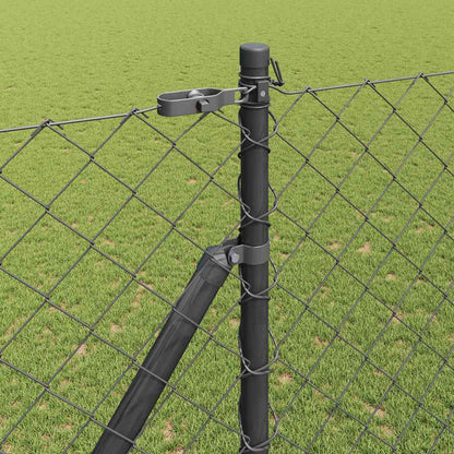 Kettengliedzaun mit Pfosten Grau 1,6 x 10 m Stahl