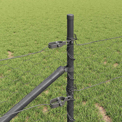 Kettengliedzaun mit Pfosten Grau 1 x 25 m Stahl