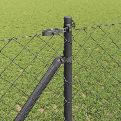 Kettengliedzaun mit Pfosten Grau 1,4 x 25 m Stahl
