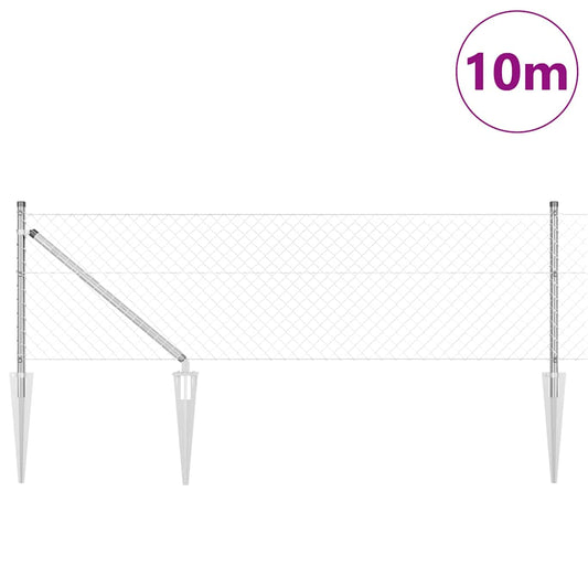 Kettengliedzaun mit Pfosten Silber 0,4 x 10 m Stahl