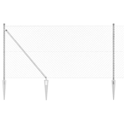 Kettengliedzaun mit Pfosten Silber 1 x 10 m Stahl