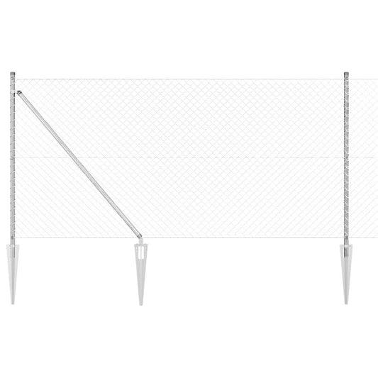 Kettengliedzaun mit Pfosten Silber 1 x 10 m Stahl