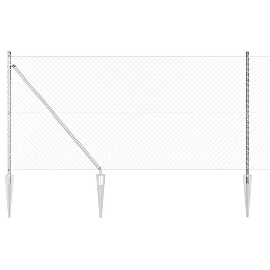 Kettengliedzaun mit Pfosten Silber 1.4 x 10 m Stahl