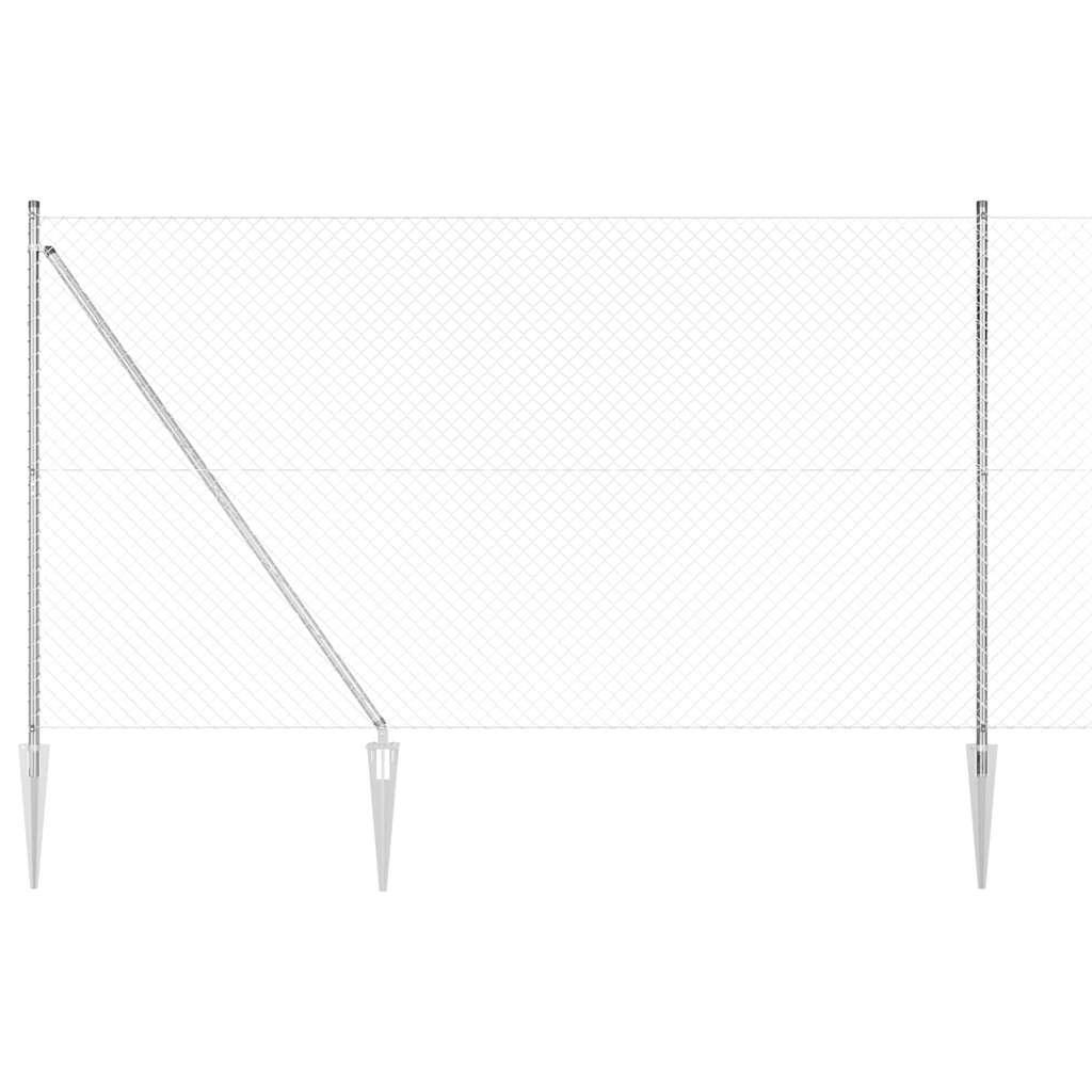 Kettengliedzaun mit Pfosten Silber 1.5 x 10 m Stahl