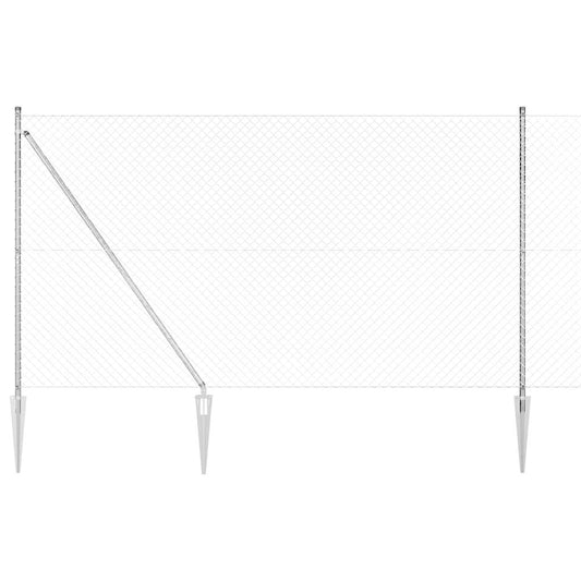Kettengliedzaun mit Pfosten Silber 1.5 x 10 m Stahl