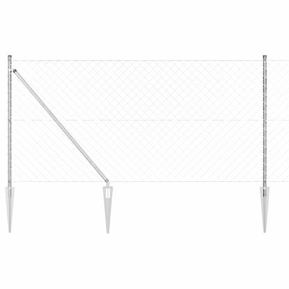 Kettengliedzaun mit Pfosten Silber 1.4 x 10 m Stahl