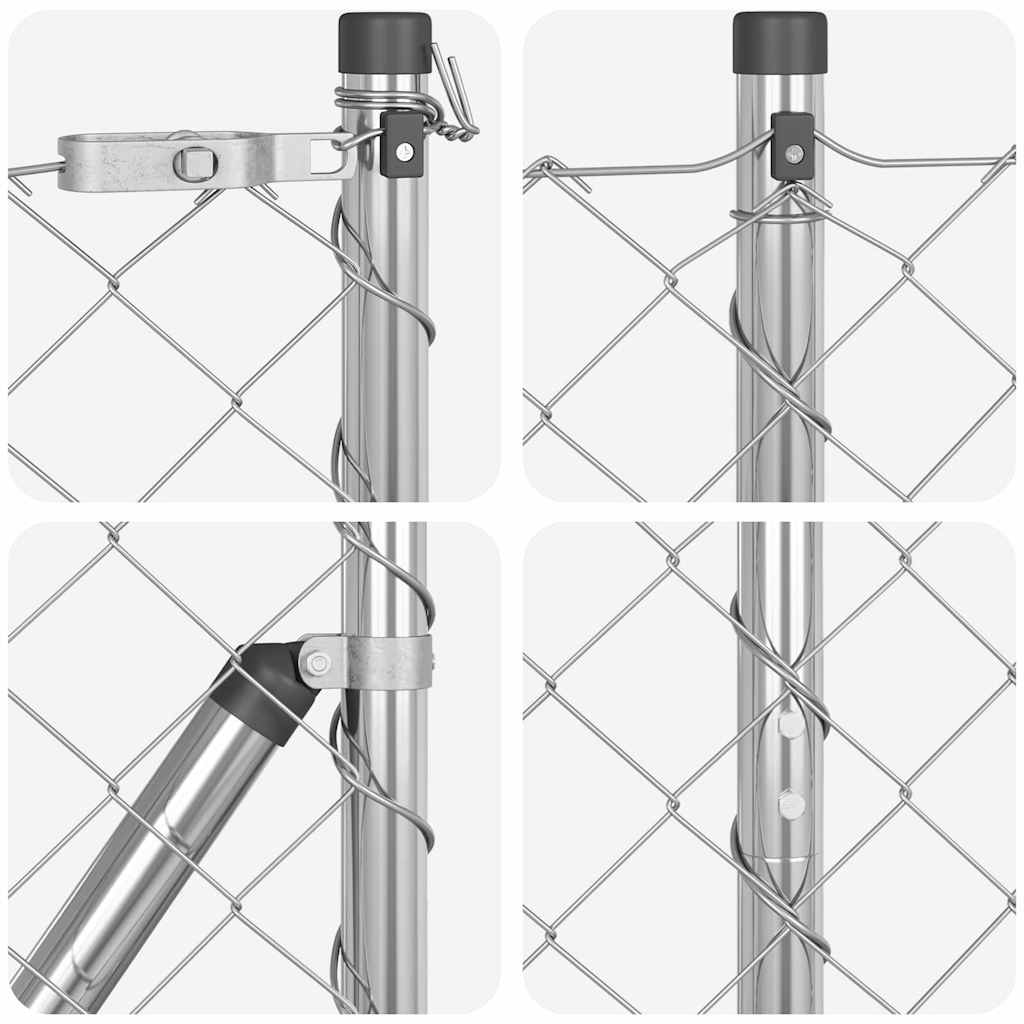 Kettengliedzaun mit Pfosten Silber 1.6 x 10 m Stahl